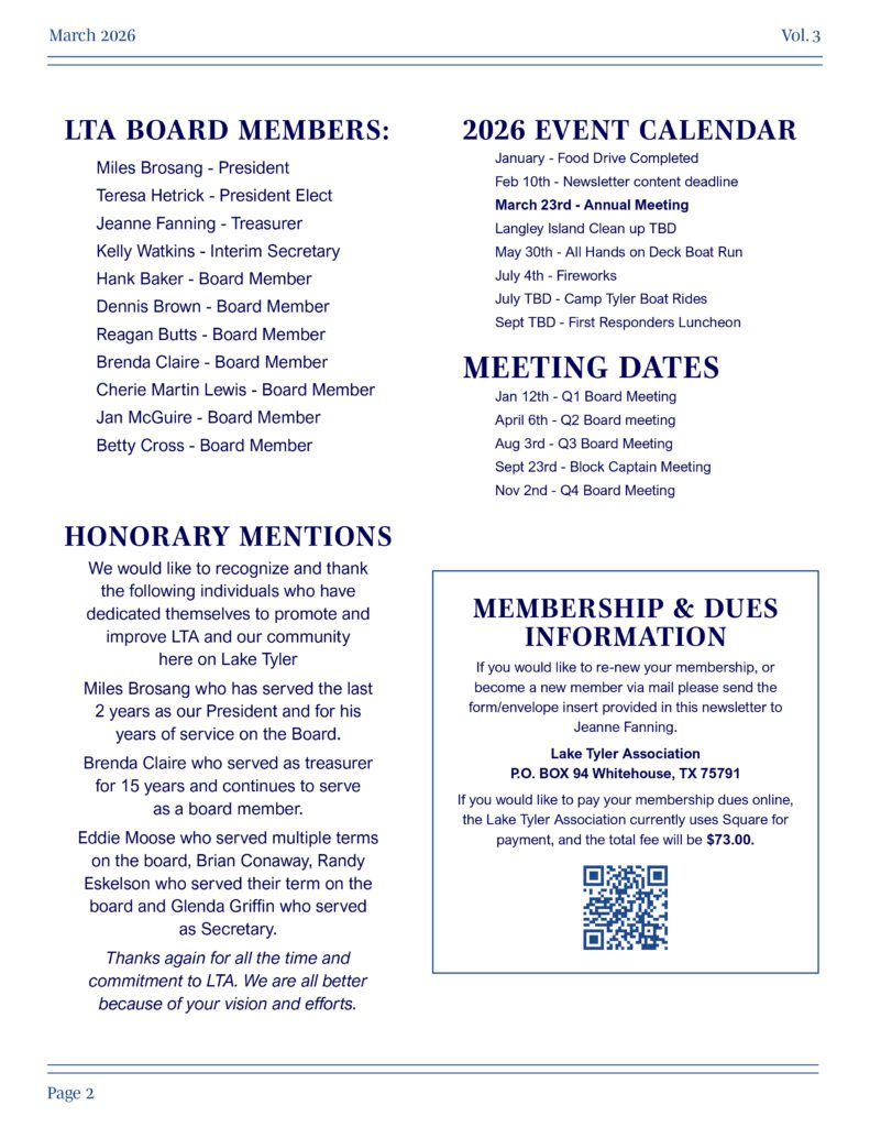 2026 tyler lake association newletter web2